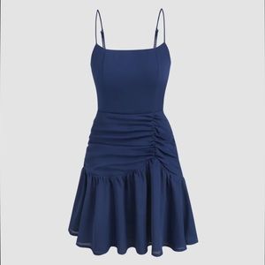 Ruched Ruffle Hem Cami Dress